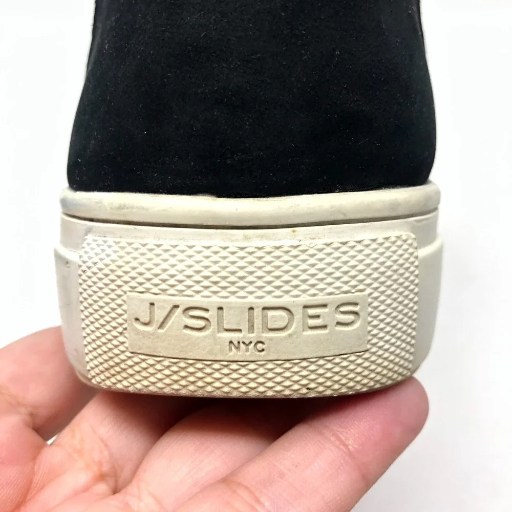 J Slides NYC Ankle Booties Womens 10 Black Leather Faux Fur Lined Side Zip